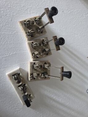 Leviton Vintage Miniature Knife Switches (3) 1918 and (1) 1917 Models